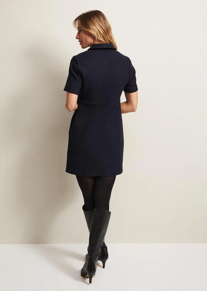 Lana Tweed Zip Tunic Mini Dress Navy Women Phase Eight Dresses