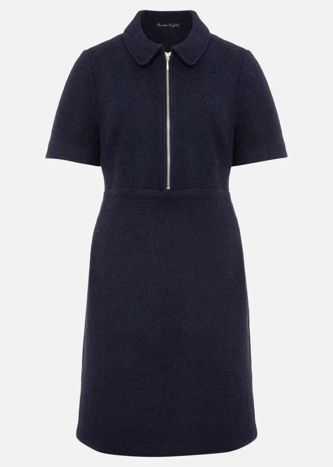Lana Tweed Zip Tunic Mini Dress Navy Women Phase Eight Dresses