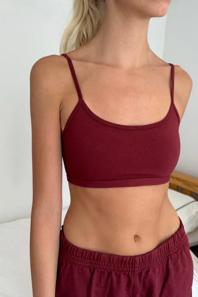 Laney Bra Top Burgundy Women Brandy Melville Tops
