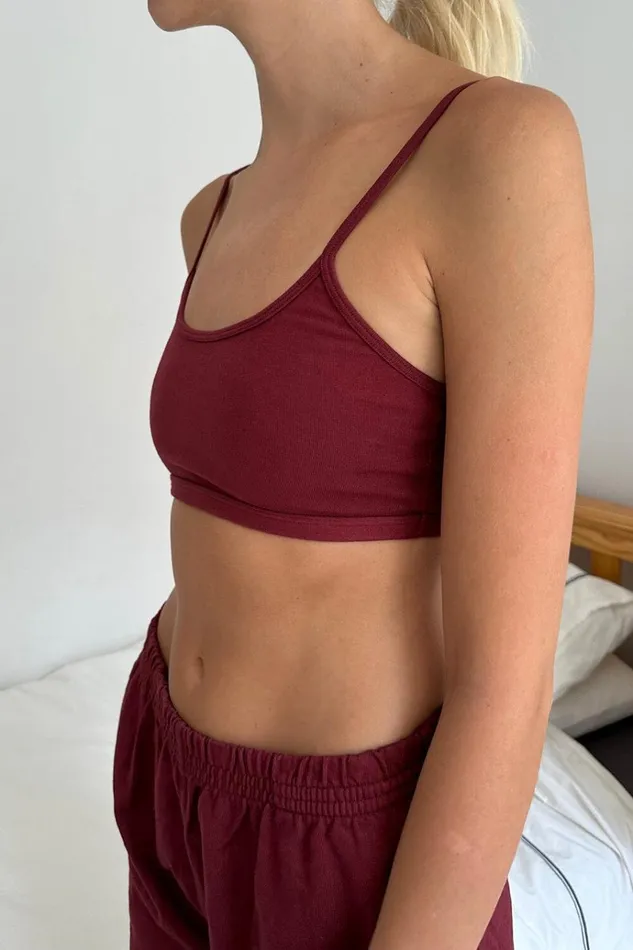 Laney Bra Top Burgundy Women Brandy Melville Tops