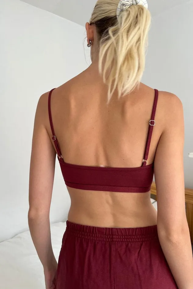 Laney Bra Top Burgundy Women Brandy Melville Tops