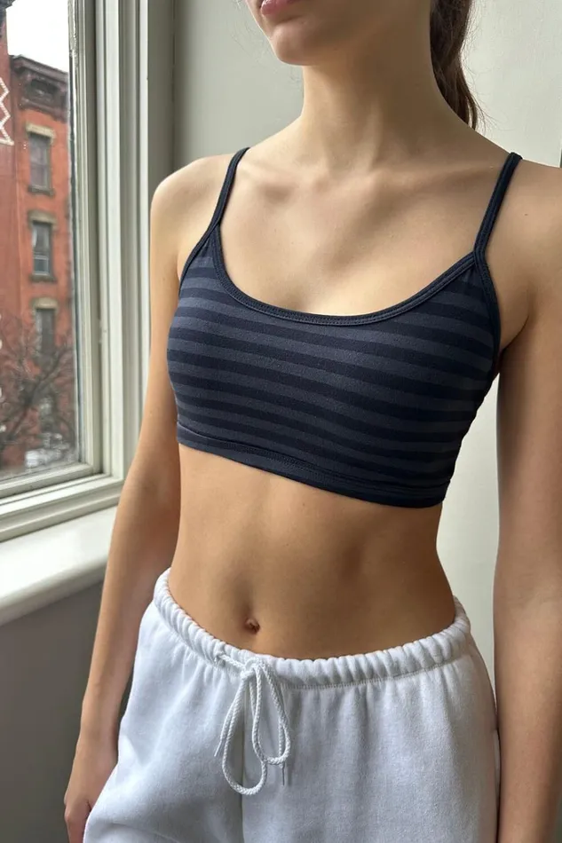 Laney Striped Bra Top Faded Navy Stripes Women Brandy Melville Matching Sets