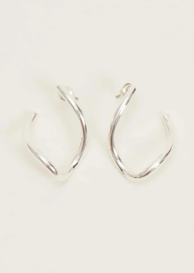 Large Silver Twist Drop Earrings Silver Women Phase Eight Jewellery