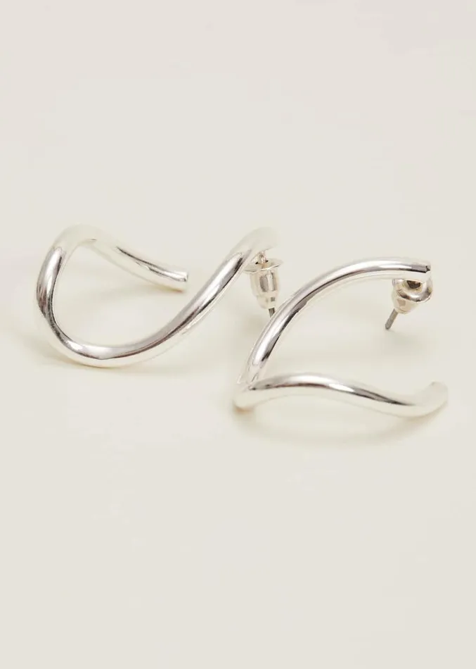 Large Silver Twist Drop Earrings Silver Women Phase Eight Jewellery