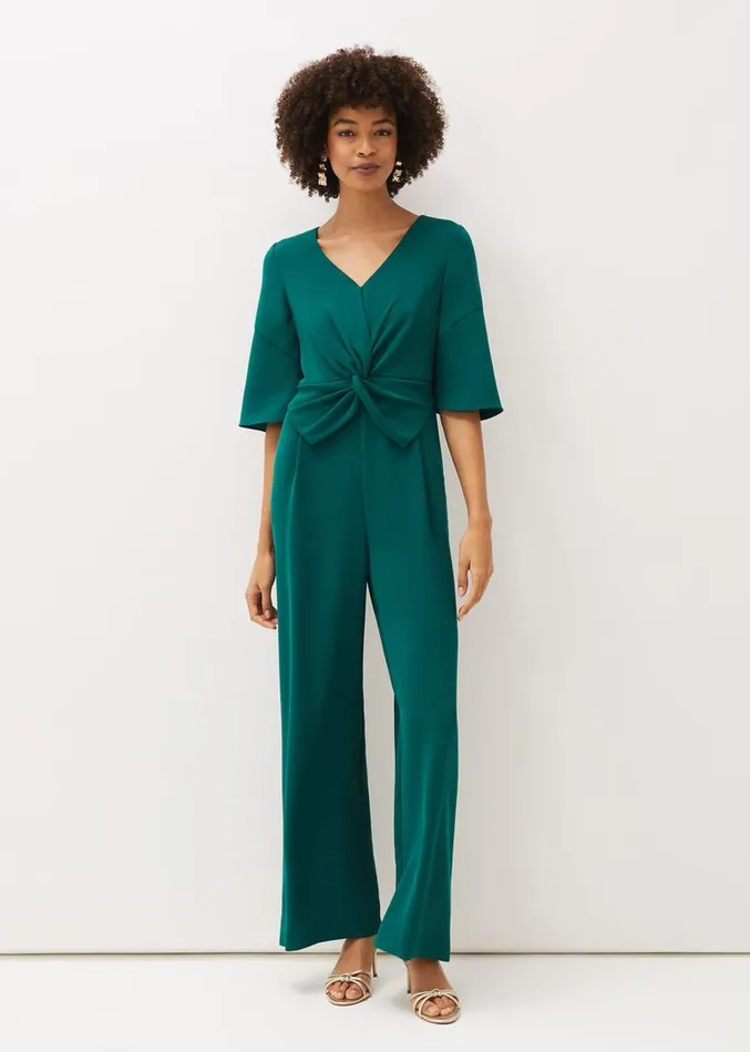 Layla Bow Jumpsuit Emerald Women Phase Eight Dresses