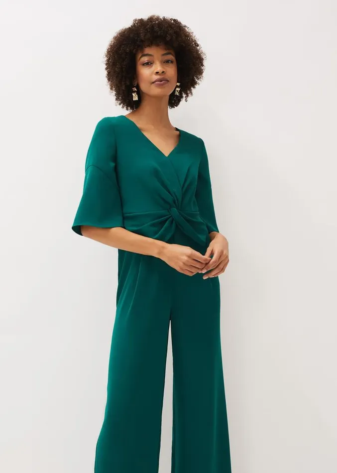 Layla Bow Jumpsuit Emerald Women Phase Eight Dresses
