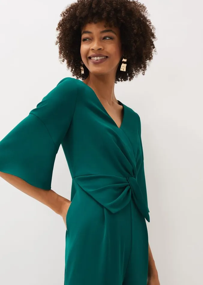 Layla Bow Jumpsuit Emerald Women Phase Eight Dresses