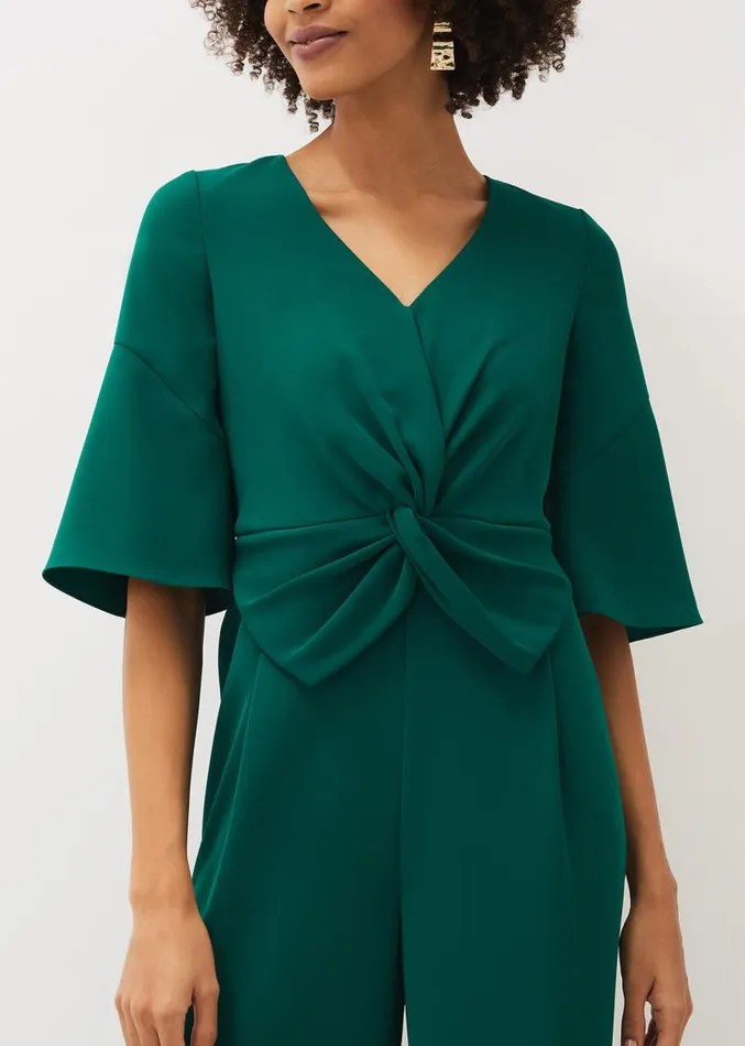 Layla Bow Jumpsuit Emerald Women Phase Eight Dresses
