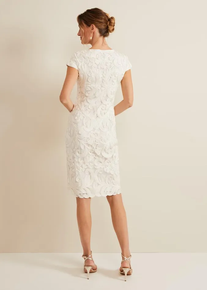 Layton Tapework Mini Dress Buttermilk Women Phase Eight Dresses