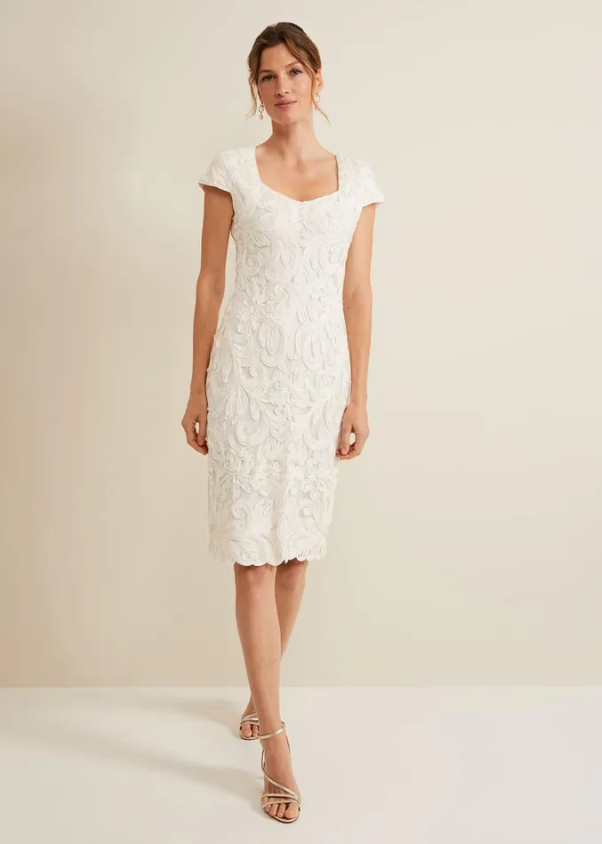 Layton Tapework Mini Dress Buttermilk Women Phase Eight Dresses