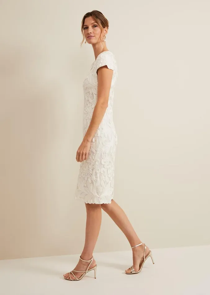 Layton Tapework Mini Dress Buttermilk Women Phase Eight Dresses