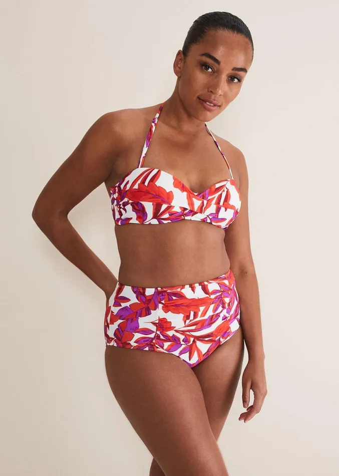 Leaf Print Bikini Bottoms Orange Women Phase Eight Swimwear