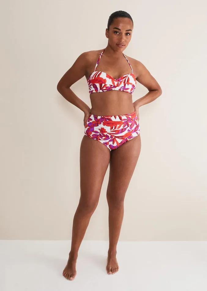 Leaf Print Bikini Bottoms Orange Women Phase Eight Swimwear