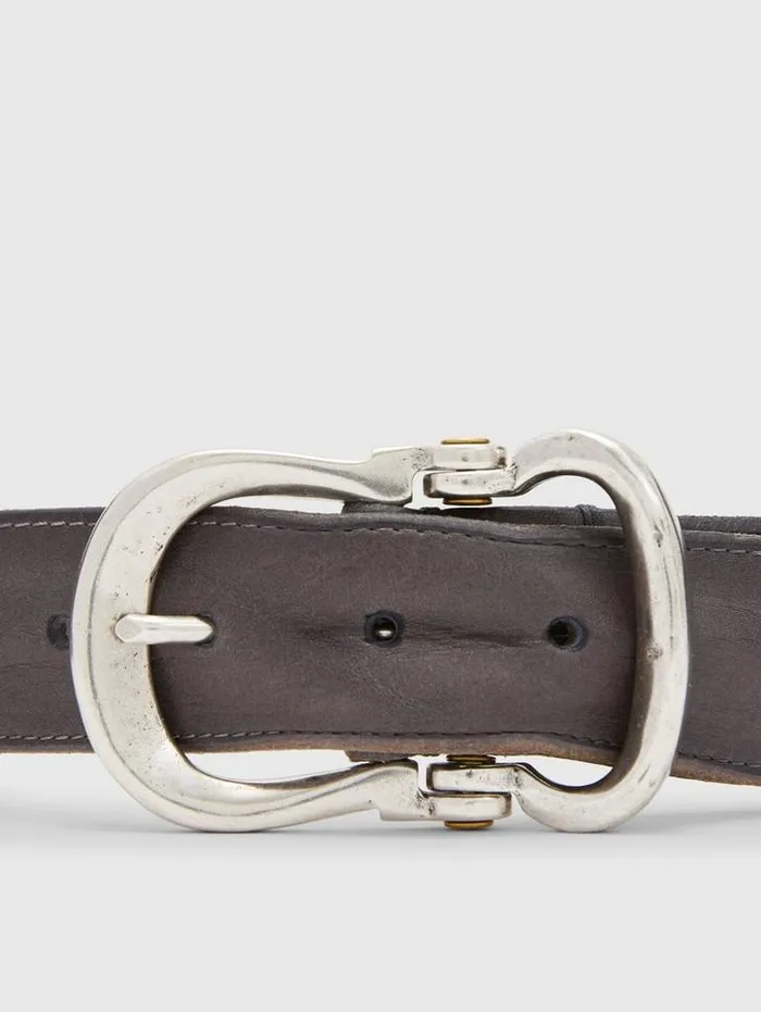 Leather Belts Men John Varvatos FIBEL ANTIQUE NICKLE FINISH BELT Black Leather Belts Men John Varvatos FIBEL ANTIQUE NICKLE FINISH BELT Black