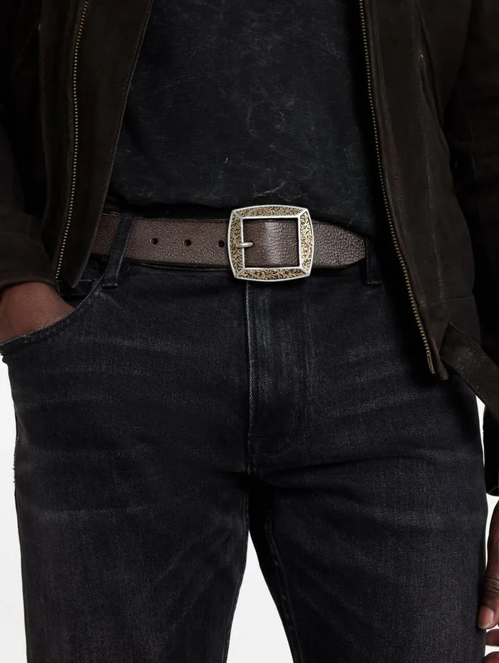 Leather Belts Men John Varvatos MERCER FILIGREE BELT Black