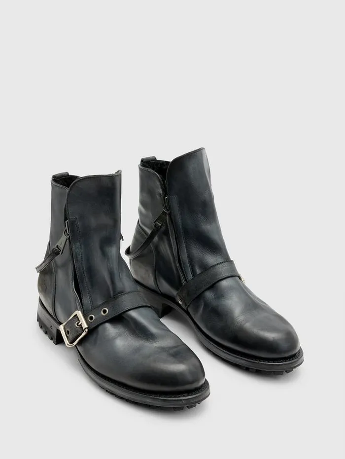 Leather Boots Men John Varvatos MOTO SHEARLING BOOT Black