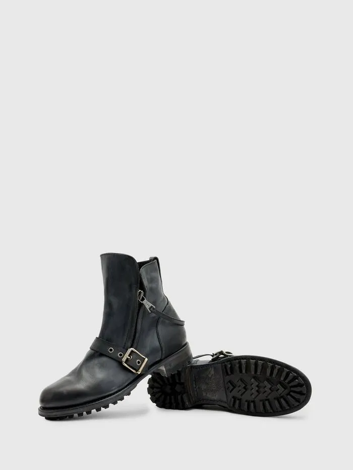 Leather Boots Men John Varvatos MOTO SHEARLING BOOT Black