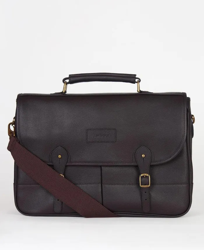 Leather Briefcase Chocolate Men Barbour Bags and Luggage