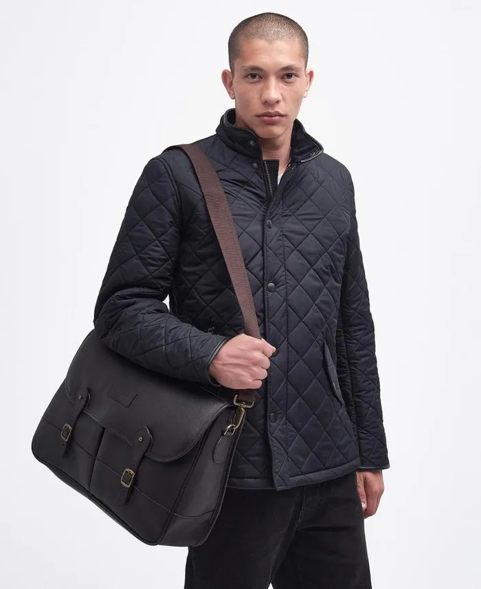 Leather Briefcase Chocolate Men Barbour Bags and Luggage