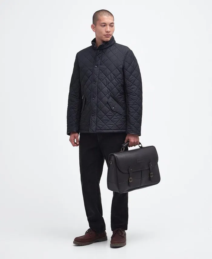 Leather Briefcase Chocolate Men Barbour Bags and Luggage