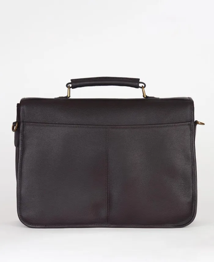 Leather Briefcase Chocolate Men Barbour Bags and Luggage
