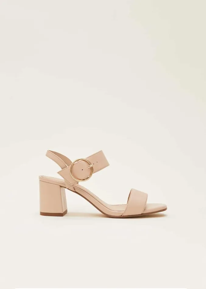Leather Buckle Sandals Neutral Women Phase Eight Heels