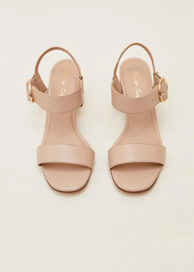 Leather Buckle Sandals Neutral Women Phase Eight Heels