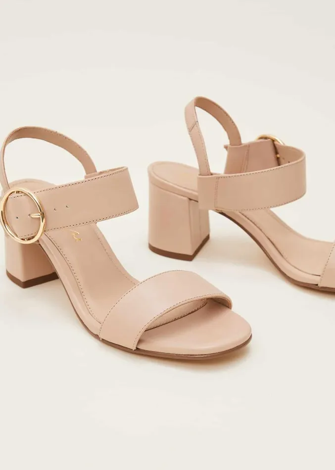 Leather Buckle Sandals Neutral Women Phase Eight Heels