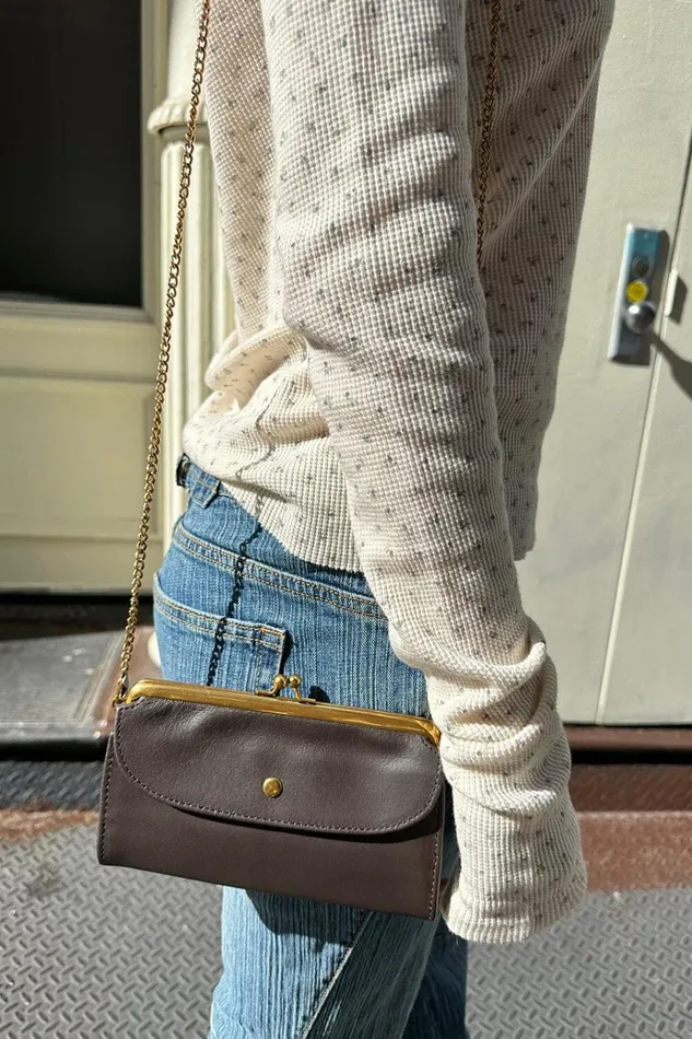 Leather Chain Purse Brown Women Brandy Melville Bags and Backpacks