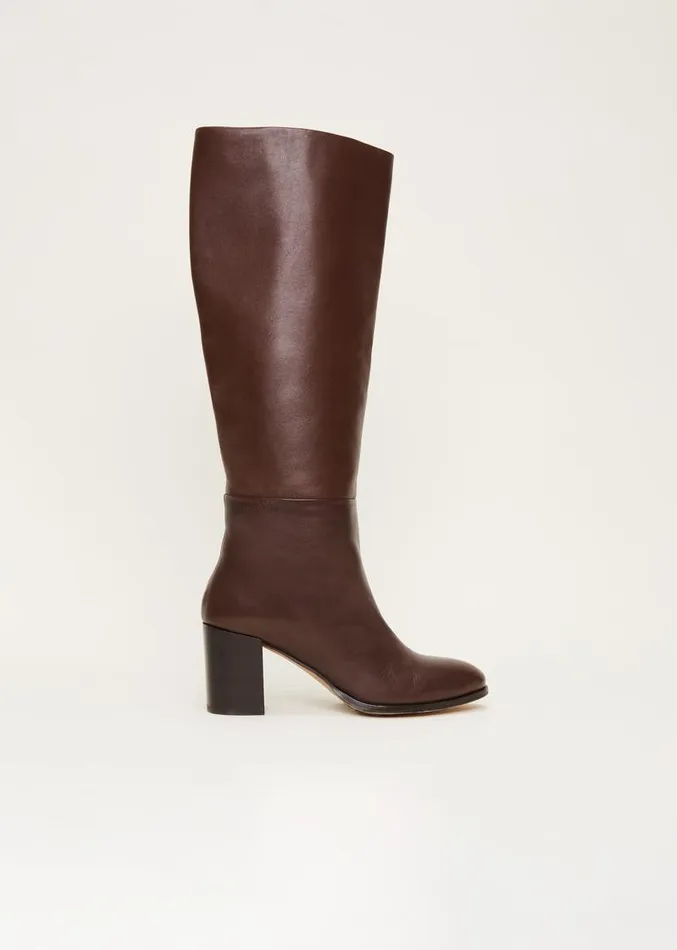 Leather Knee High Boots Chocolate Women Phase Eight Heels