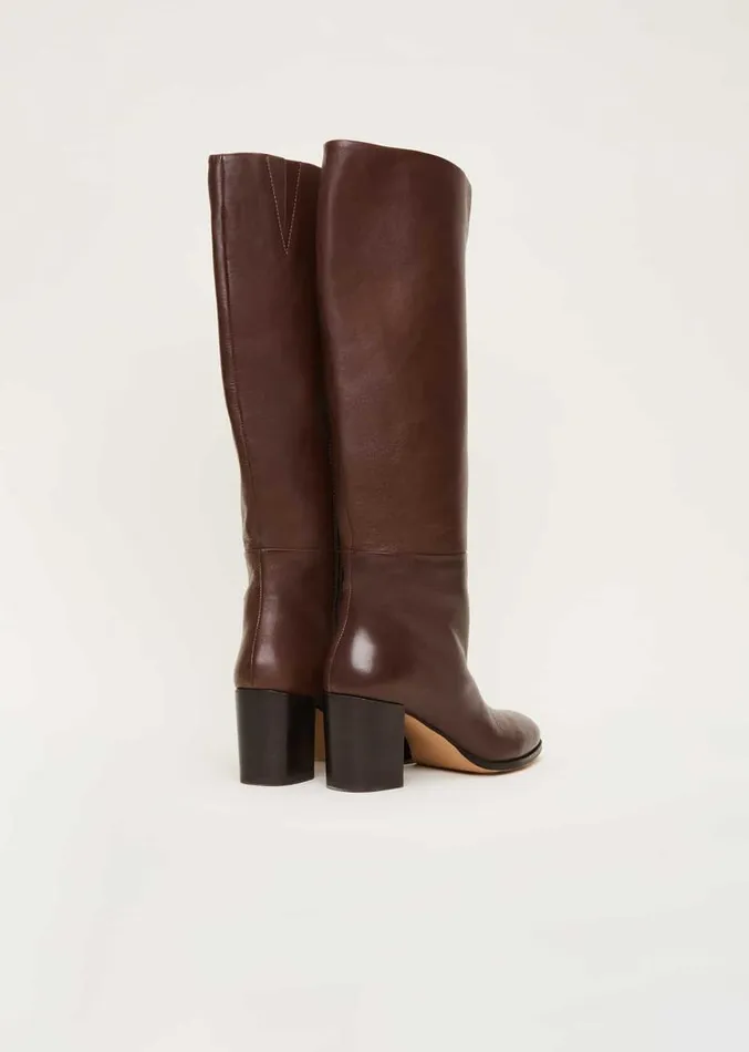 Leather Knee High Boots Chocolate Women Phase Eight Heels