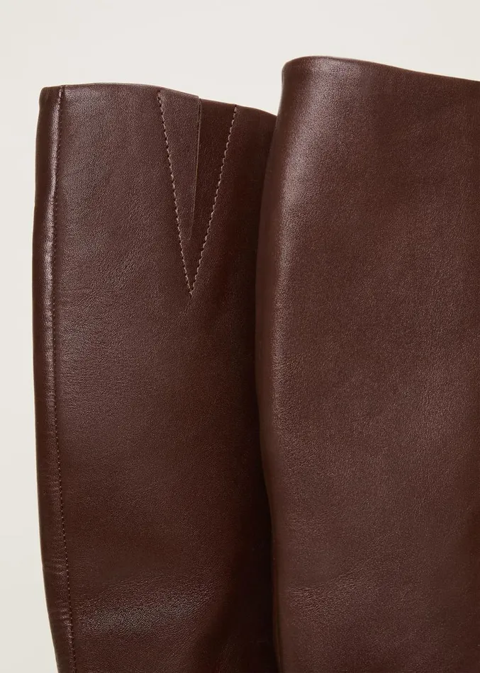 Leather Knee High Boots Chocolate Women Phase Eight Heels