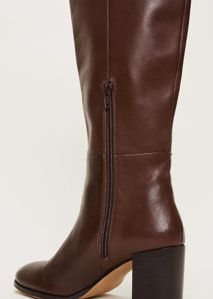 Leather Knee High Boots Chocolate Women Phase Eight Heels