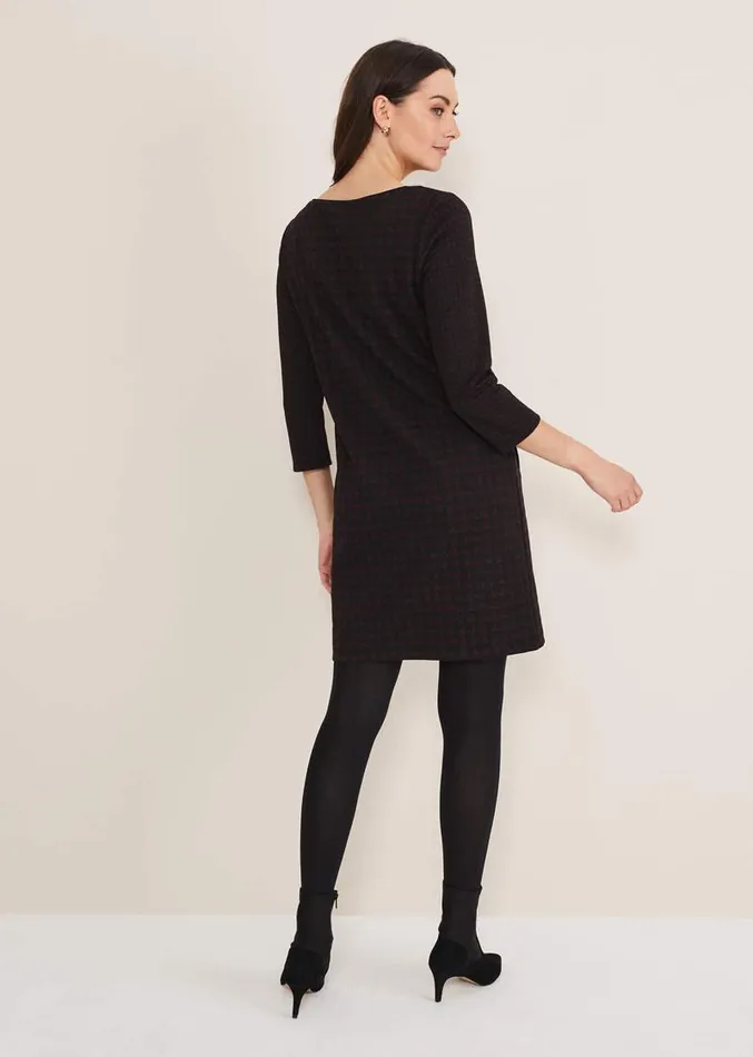 Lenia Check Dress Blackpewter Women Phase Eight Dresses