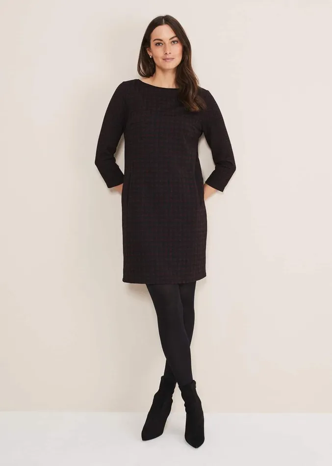 Lenia Check Dress Blackpewter Women Phase Eight Dresses