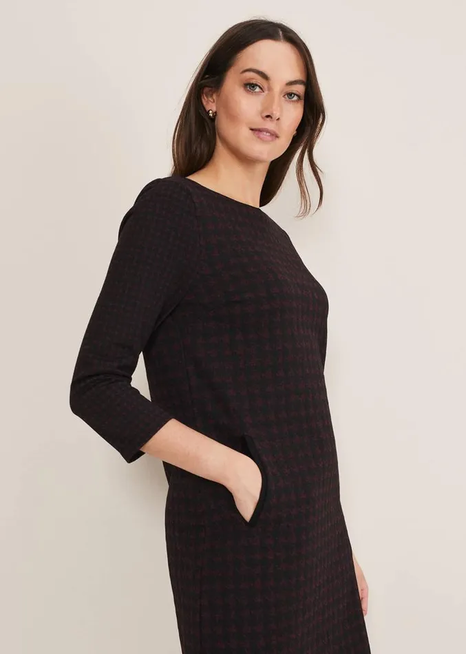 Lenia Check Dress Blackpewter Women Phase Eight Dresses