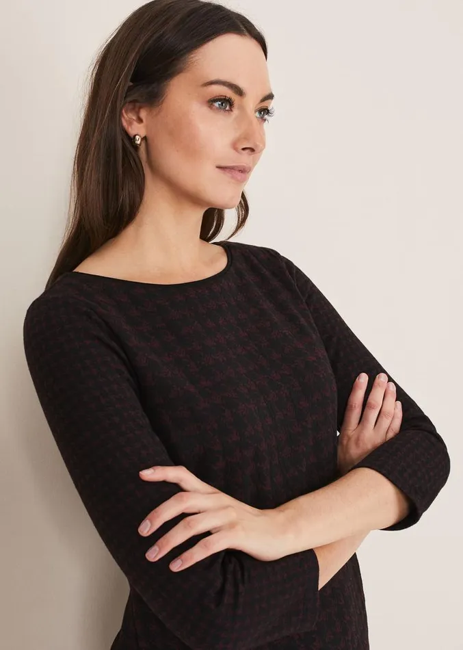 Lenia Check Dress Blackpewter Women Phase Eight Dresses