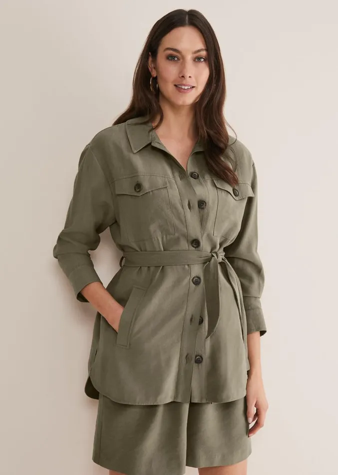 Leonar CoOrd Shacket Khaki Women Phase Eight Jackets