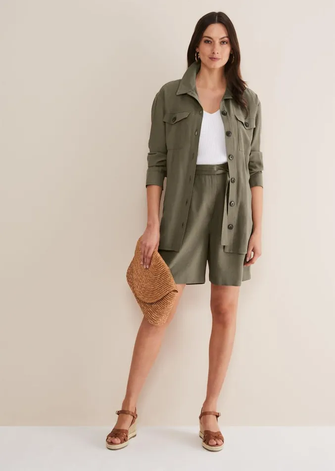 Leonar CoOrd Shacket Khaki Women Phase Eight Jackets
