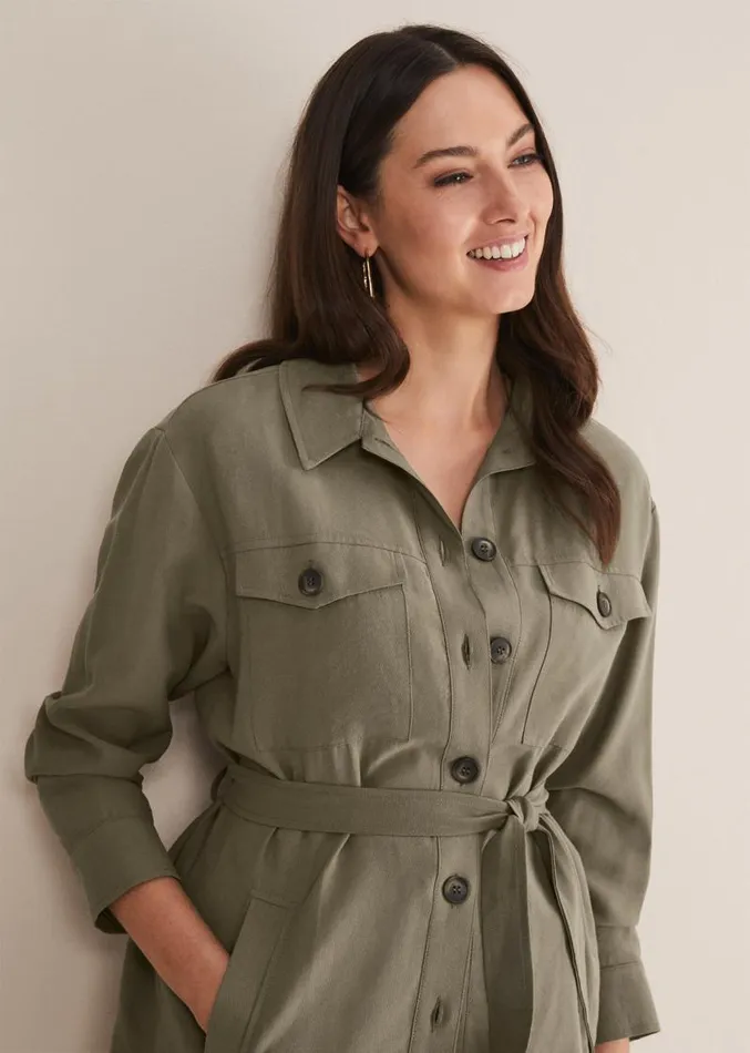 Leonar CoOrd Shacket Khaki Women Phase Eight Jackets