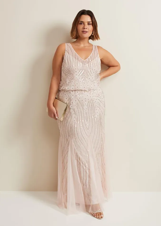 Lexi Ditsy Beaded Cowl Maxi Dress Pale Pink Women Phase Eight Dresses