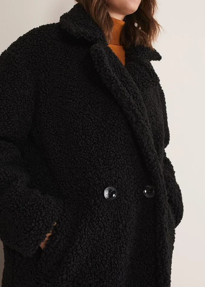 Libbie Longline Teddy Coat Black Women Phase Eight Coats