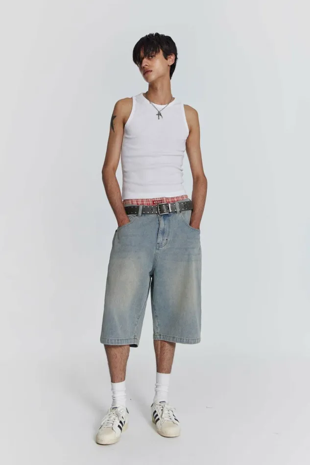Light Wash Jumbo Jorts Blue Men Jaded London Shorts and Jorts