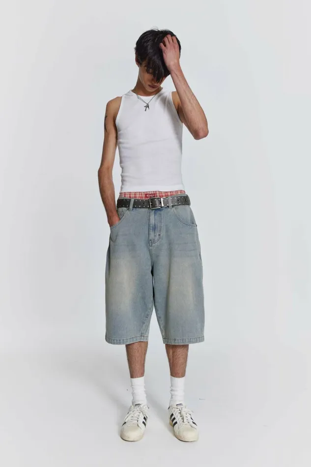 Light Wash Jumbo Jorts Blue Men Jaded London Shorts and Jorts Light Wash Jumbo Jorts Blue Men Jaded London Shorts and Jorts