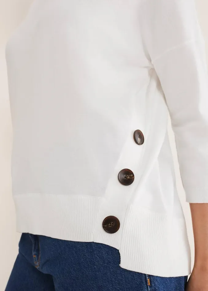 Linda Button Trim Knit Ivory Women Phase Eight Knitwear