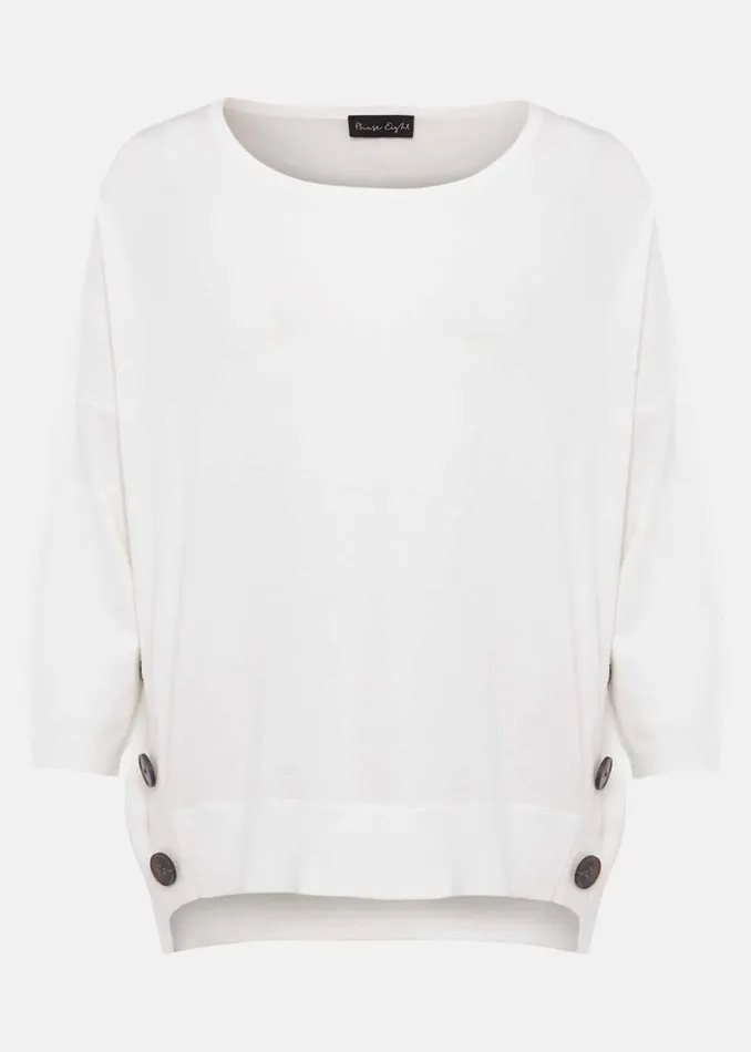 Linda Button Trim Knit Ivory Women Phase Eight Knitwear
