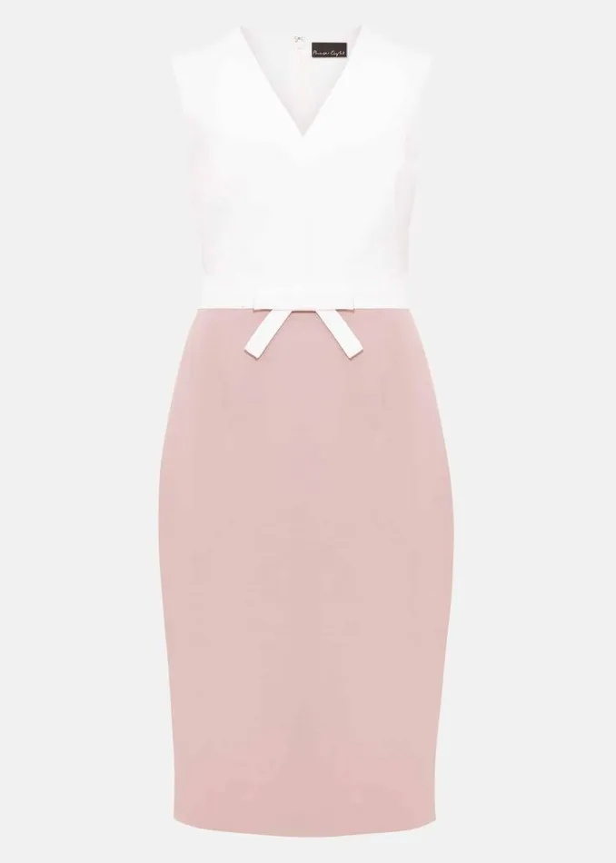 Loanne Bow Detail Dress Ivory Ballet Pink Women Phase Eight Dresses