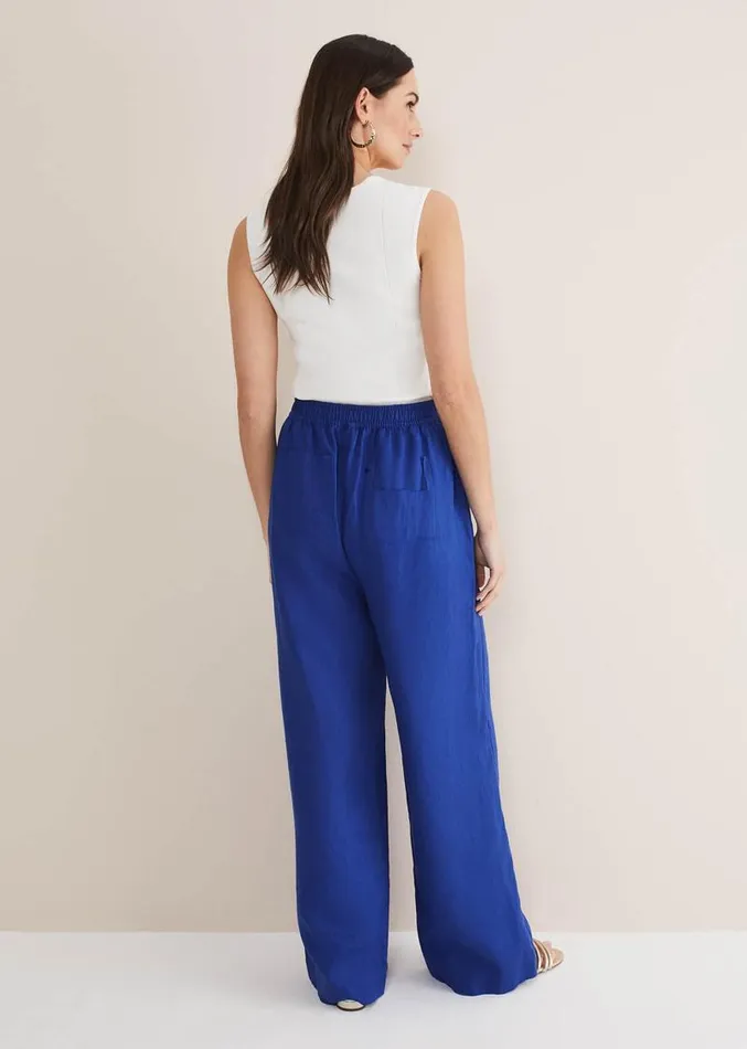 Lolita Blue Linen Wide Leg Trousers Cobalt Women Phase Eight Trousers