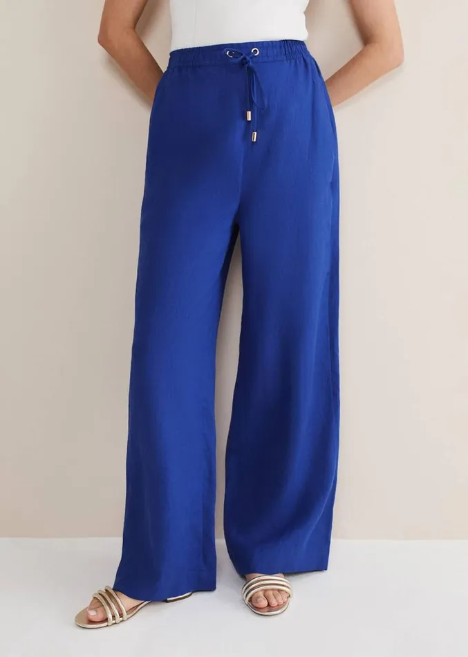 Lolita Blue Linen Wide Leg Trousers Cobalt Women Phase Eight Trousers