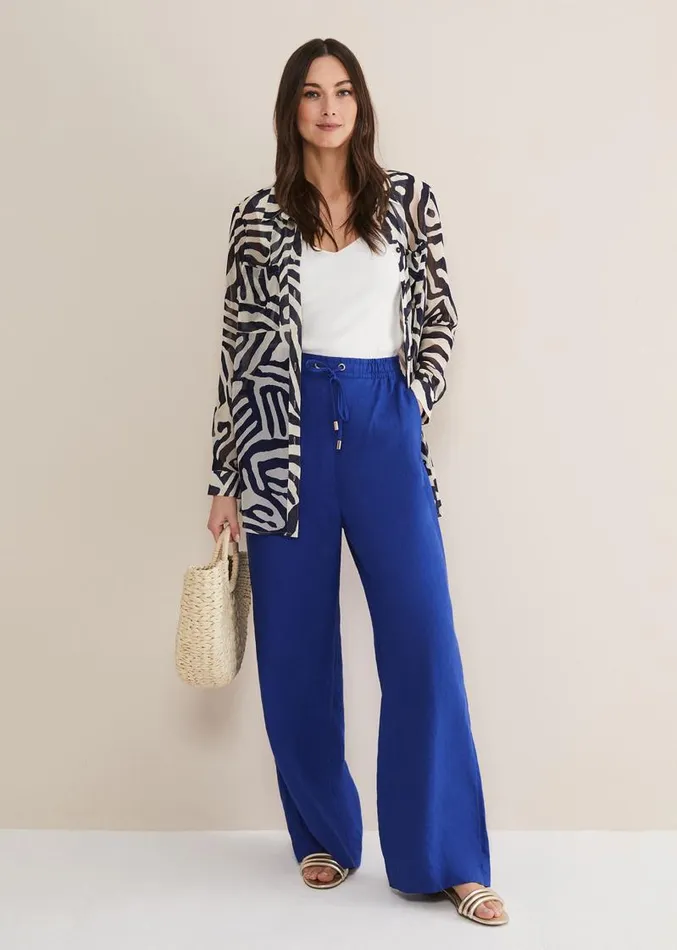 Lolita Blue Linen Wide Leg Trousers Cobalt Women Phase Eight Trousers